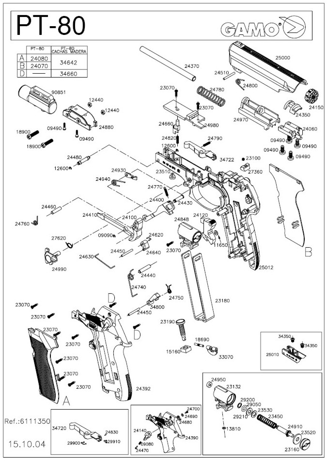 Pistola Gamo PT 80 a CO2 | Pecas e Acessorios marlin model 60 rifle parts diagram 